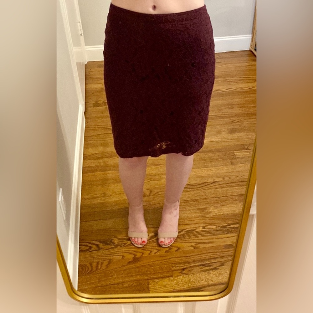 Banana Republic Maroon Lace Pencil Skirt